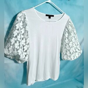 Marc New York Puff Sleeve White Top NWT Size M